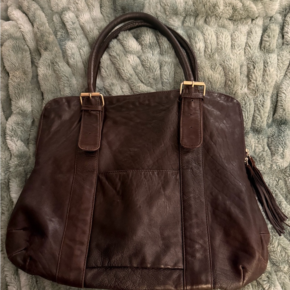 Latico Brown Leather Tote with Vintage Charm